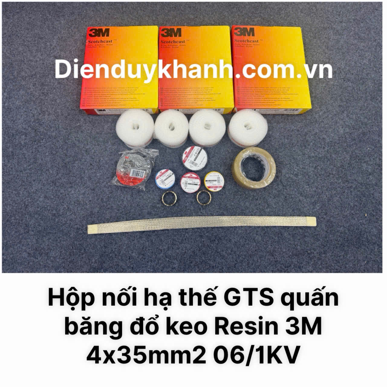 Hộp nối cáp hạ thế 4x35mm2 quấn băng đổ keo Resin 3M chính hãng giá rẻ